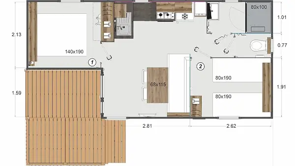 Confort 2 chambres : plan.